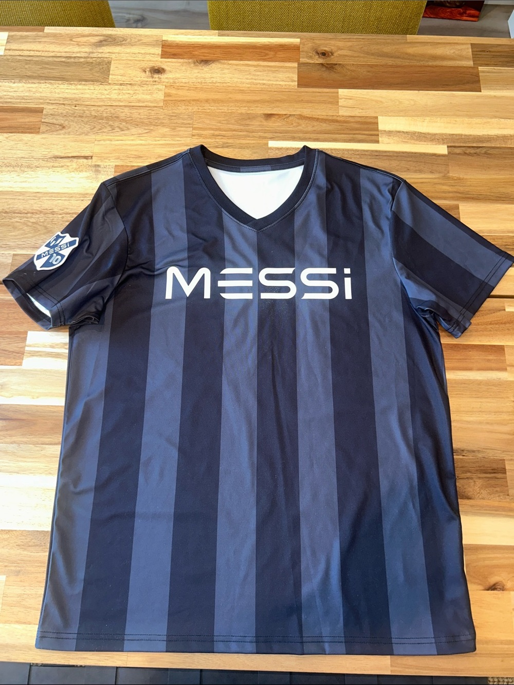MESSi Men’s Black and Dark Gray Striped Jersey